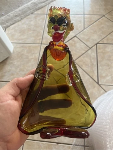 Vintage Hand Blown Murano Glass Novelty Clown Ashtray Figurine Tobacianna