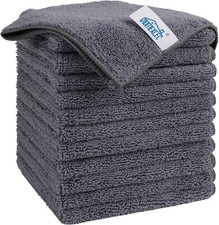 Grey Microfiber Cleaning Cloth, Microfiber Towels for Car, 12 Pack