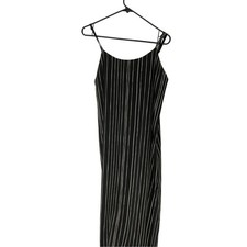 Alice + Olivia Spaghetti Strap Stripe Maxi Slit Dress Minimal Lagenlook