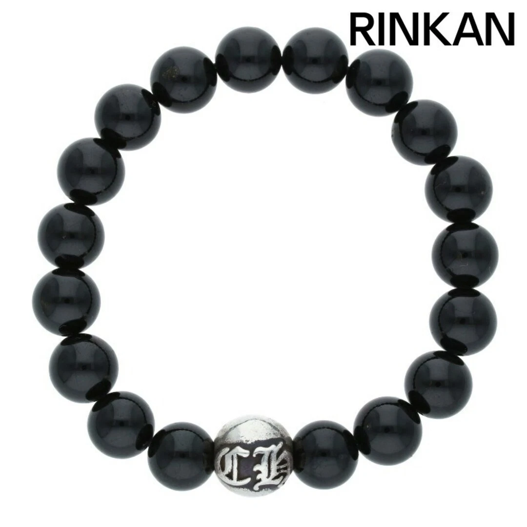 CHROME HEARTS Bracciale CUORI CROMATI 10mm PERLINE BEAD24 tormalina nera uomo usato98830ee3e