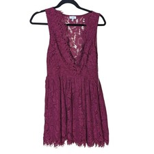 Tobi Burgundy Lace Sleeveless Fit & Flare Mini Dress Women's Small NWT