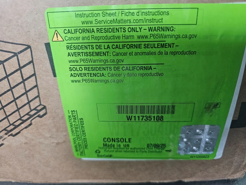 Nuevo Whirlpool KitchenAid Doble Horno 30" Panel de Control SOLO W11735108 Foto 3 de 3