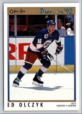 Ed Olczyk 1992 O-Pee-Chee Premier #196 Winnipeg Jets Hockey Card