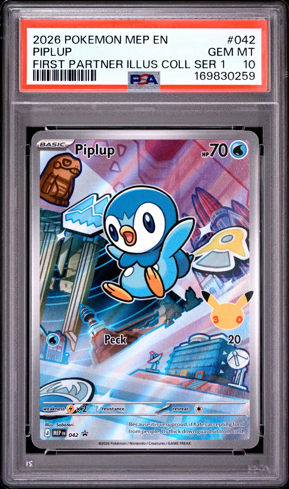 2026 POKEMON MEP FIRST PARTNER ILLUSTRATION COLLECTION #042 PIPLUP PSA 10