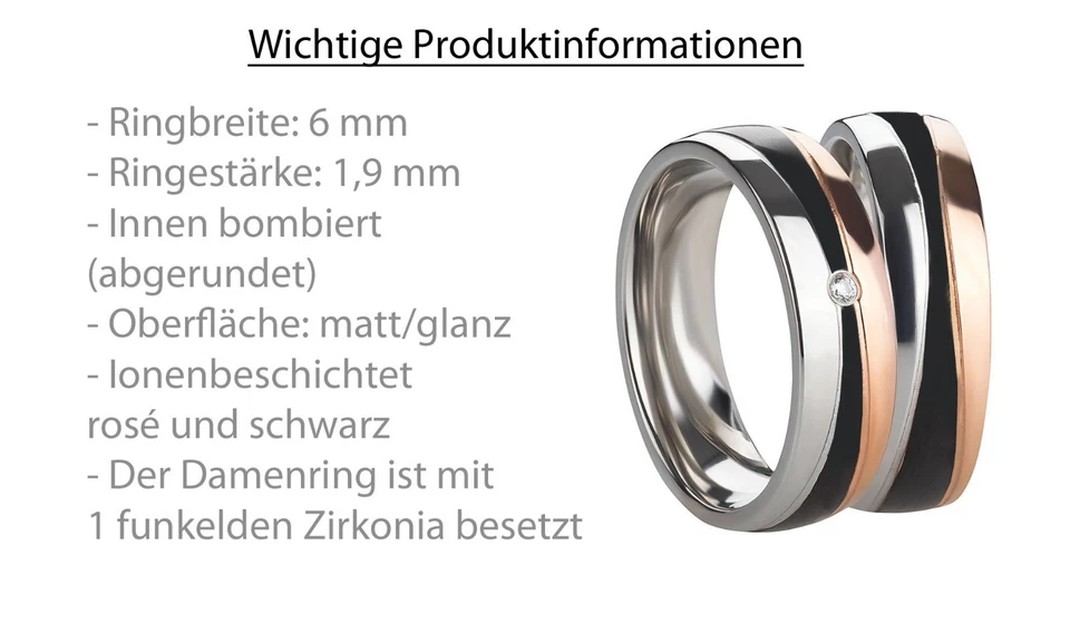 Paar Ring Partnerringe Verlobungsringe Eheringe Edelstahl Silber mit Gravur - Bild 3 von 4