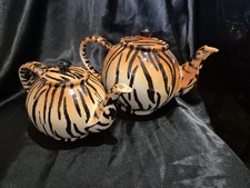 Pair Of Paul Cardew Design Classic Tiger Teapots, 1L & 2L, Dated 1998. VGC