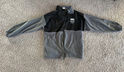 US Olympic Committee Full Zip USA London Olympics Jacket Fleece Black Gray Large