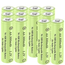 12 Packs 1.2V AA 300mAh Ni-MH Rechargeable Batteries for Outdoor Solar Landsc...