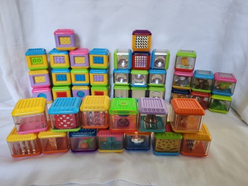 Lot Of 43 Fisher Price Peek A Boo Sensory Blocks Mirrors Animals