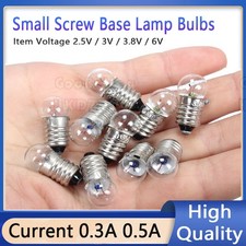 Small Screw Base Lamp Bulbs 11mm Diameter 2.5/6/3.8/3V Mini Light Bulb 0.3A 0.5A