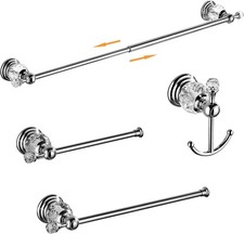 Crystal Bathroom Hardware Set,Adjustable Towel Rack, Toilet Roll Paper