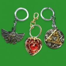 LEGEND OF ZELDA KEY RING bag clip keychain chain Link Hyrule Triforce Heart 2Y