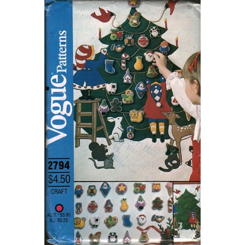 Vogue 2794 Christmas Advent Calendar and Ornaments Sewing Pattern Craft Felt