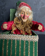 Christmas Elf Ornament Gnome Jester Jack In The Box Poseable Arms Hat 6? Velvet