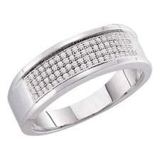 10k White Gold Mens Round Diamond Band Wedding Anniversary Ring 1/4 Ctw