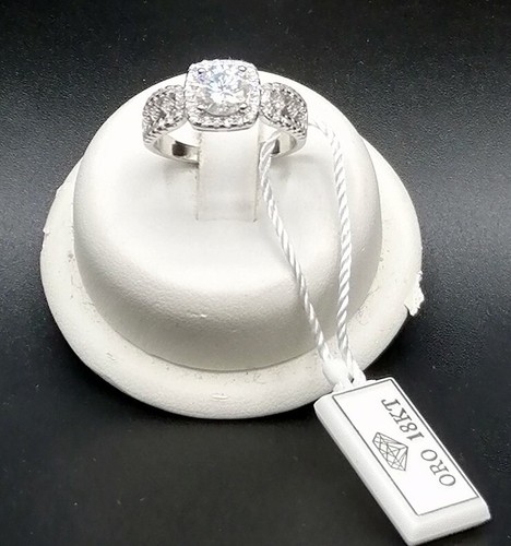 1,00 CT. ANELLO SOLITARIO MOD. CHOPARD ORO BIANCO 18 KT TIT 750 CON BRILLANTE - Foto 7 di 13