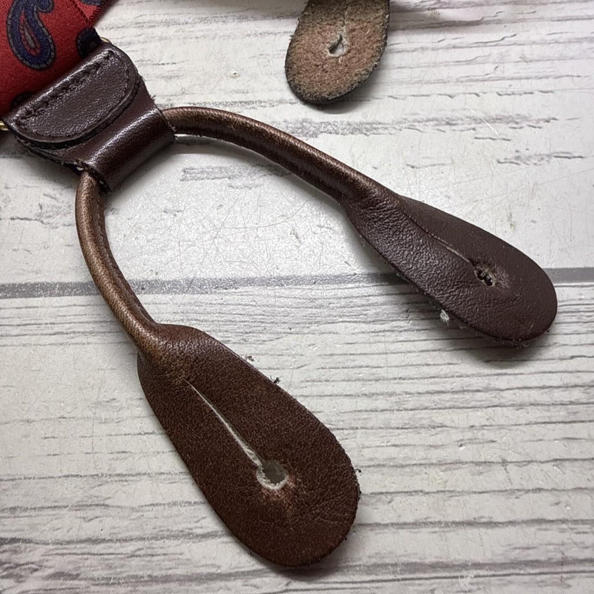 Vintage Suspenders CAS West Germany Brown Leather Blue