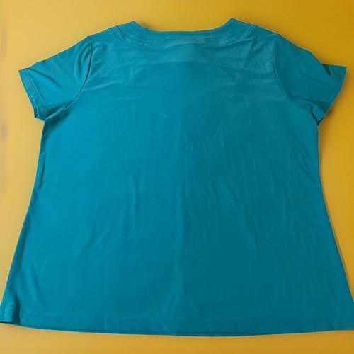 Top para mujer Sag Harbor cuello cuadrado elástico diseño con cuentas en zigzag talla XL azul - Imagen 13 de 15