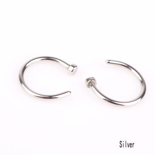 Unisex Small Fake Nose Ring Ear Lip Body Piercing Jewellery Silver Gold Black - Picture 4 of 9