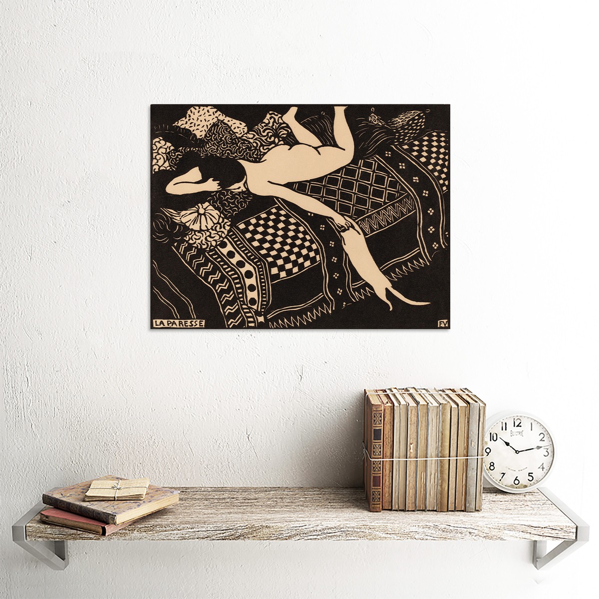 Queuing Beatrice V. Ronald 1980 版画 Felix Vallotton Swiss La Paresse Laziness Old Art Painting Poster