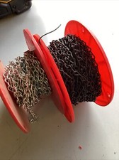 Lot of 2 Campbell chain reels used #12 steel jack chain & #14 black jack chain