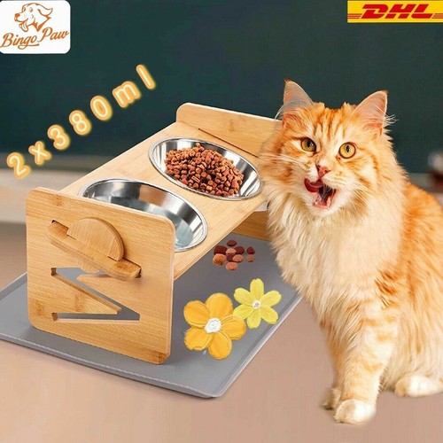 Hundenapf Futternapf Fressnapf Futterstation Hundebar Napf Hund Katze Bambus DHL - Bild 2 von 12