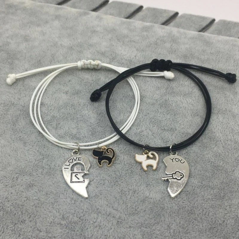 2Pcs/Set Couple Bracelets for Lovers Cute Cartoon Character Paired Magnetic  Friendship Bracelet Women Jewelry Best