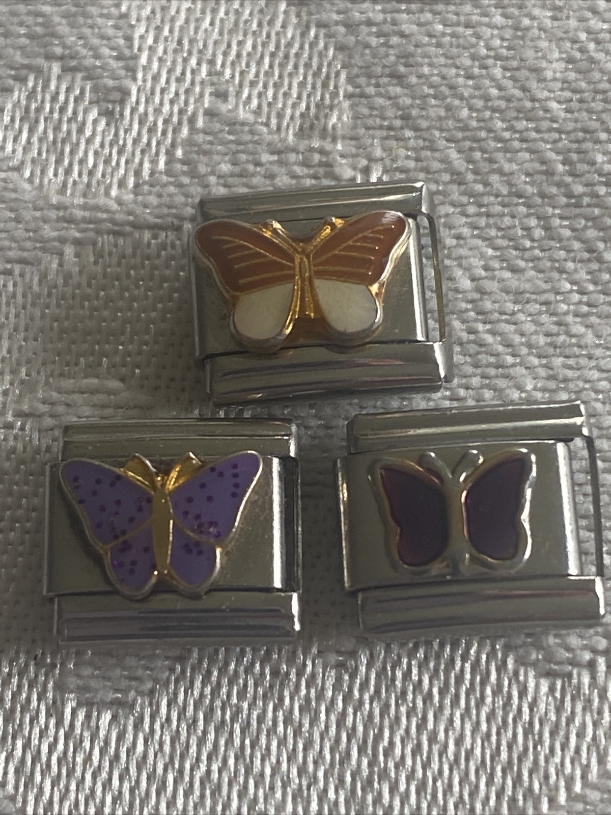 Italian Charm Bracelet Links BlinQ Lot of 3 Enamel butterfly 9mm