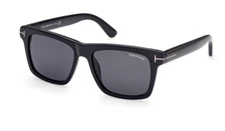 Tom Ford BUCKLEY 02 FT0906 N 01A Shiny Black/Smoke Square Men's Sunglasses
