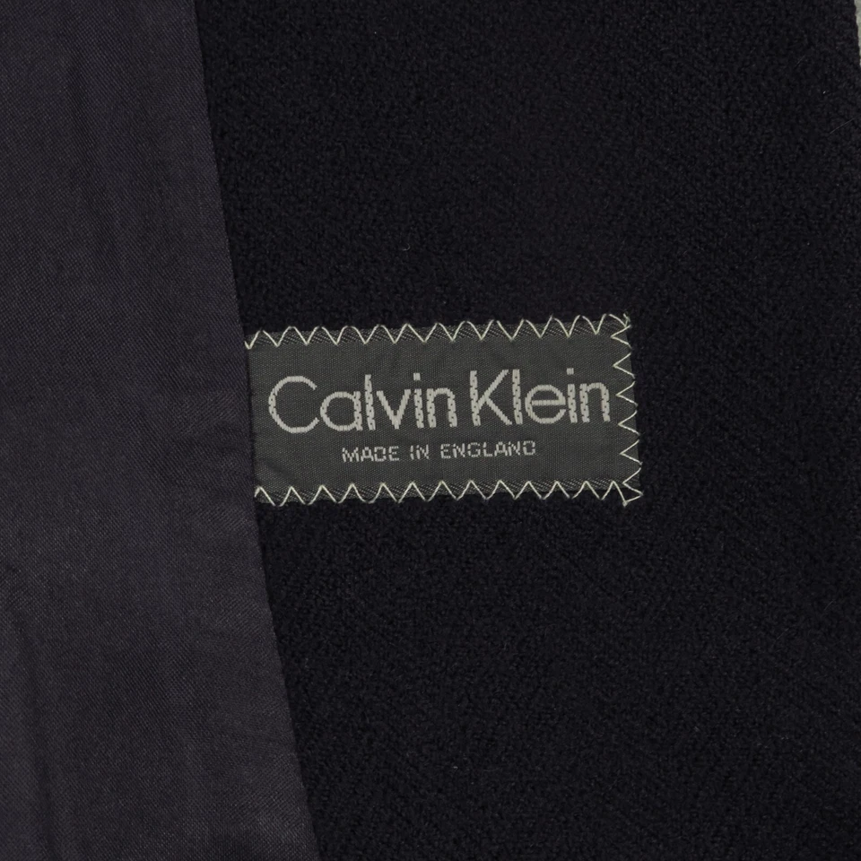 VINTAGE Calvin Klein Jacket 42R Navy Made in England Herringbone Car Town Coat - Image 4 of 4