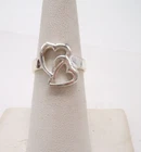 VTG STERLING SILVER RING DOUBLE HEART TWO BY TWO ME AND YOU SIZE 7