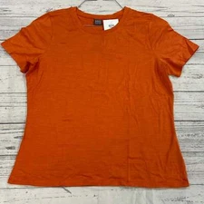 Saks Fifth Avenue Persimmon Orange Short Sleeve Shirt Women Size L NEW