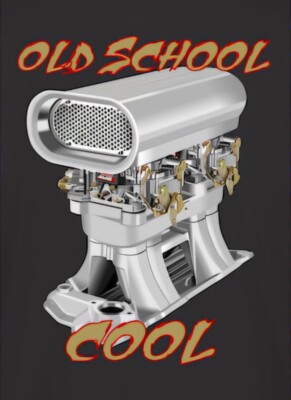 OLD SCHOOL COOL Tunnel Ram (E9) Men's Black T-SHIRT 100% COTTON Street Rod NHRA