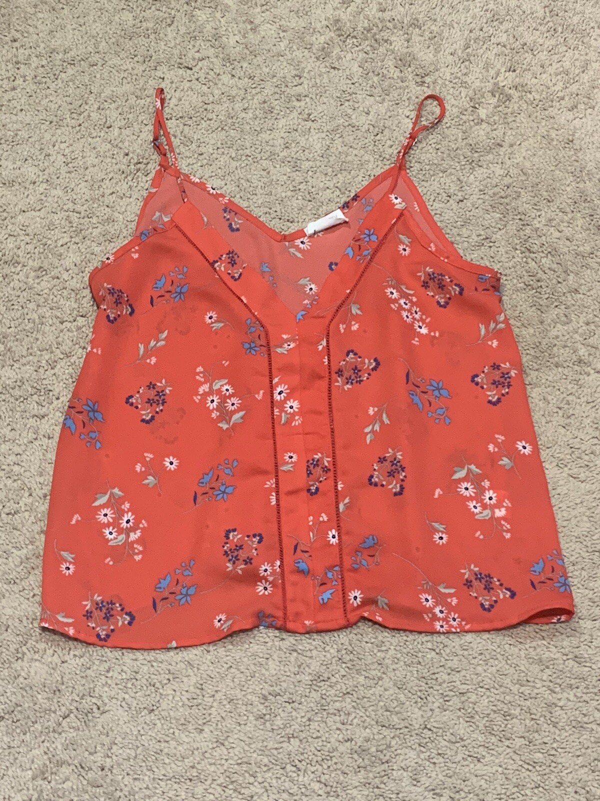Sienna Sky Womens Shirt Size Small Red Floral Lightweight Flowy Camisole