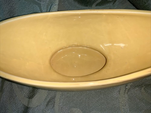 McCoy Pottery Planter Pot Yellow/Brown Half Moon Harmony Line Swirls 1960’s Vtg - Picture 6 of 7