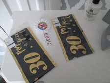 BNIP - X2 (6 BANNERS) BLACK/GOLD 30TH BIRTHDAY BANNERS "POP, FIZZ, CLINK" 🎉🍾