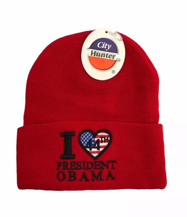 i ❤️ 44th president obama beanie winter hat cap skully deadstock adult OSFA NWT