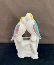 Vtg Morton Pottery Wall Pocket Love Birds Parakeets Ivy Planter 6.5x4x3 Planter