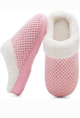 Mabove Damen Hausschuhe Rosa, Gr. 40/41, Winter Pantoffeln, Rutschfest Kuschelig