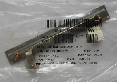 British Full Size:''3-SPACE MEDAL BROOCH BAR'' (Firmin Make, in Unopened packet)