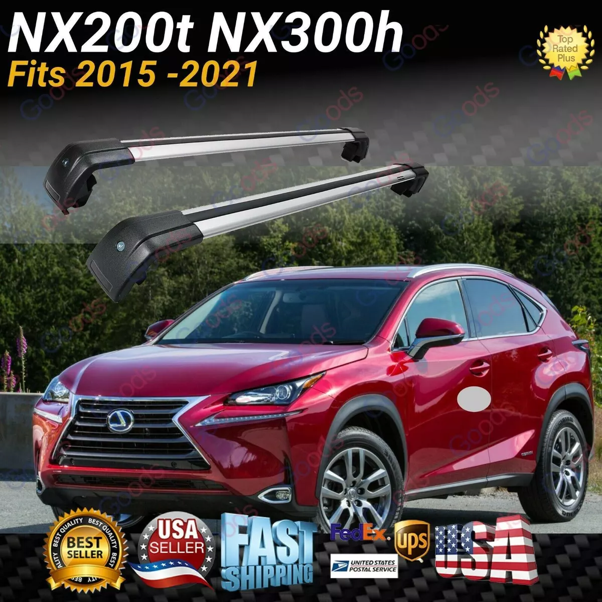 For LEXUS NX200t NX300H 2015 21 Baggage Luggage Cross Bar Black Top Roof Rack