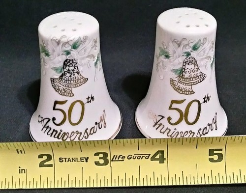 Beautiful Vintage LEFTON 50th Anniversary Salt And Pepper Shakers #1141, Japan - Picture 10 of 11