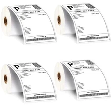 4 Rolls 4x6 Direct Thermal Shipping Labels - 250 per roll - 1000 labels