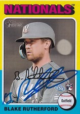BLAKE RUTHERFORD SIGNED AUTO'D 2024 TOPPS HERITAGE CARD 240 WASHINGTON NATIONALS