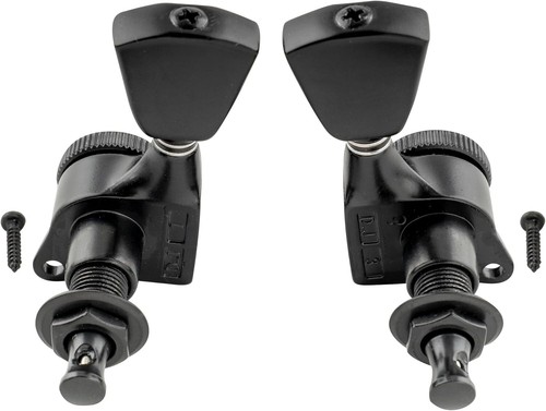 3+3 Locking Tuners 18:1 Electric Acoustic Guitars Metal Locking Cap - Black #3 - Picture 3 of 7