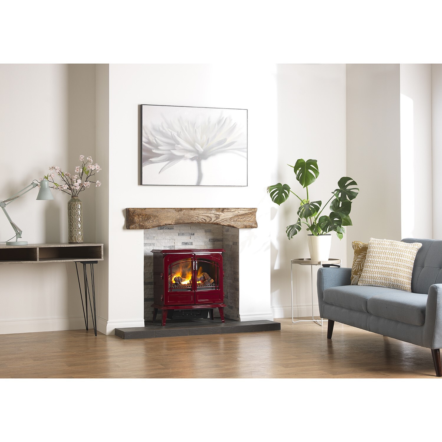 Dimplex OptiMyst Grand Rouge 2kW Cast Enamel Effect Electric Stove