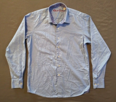 Robert Graham Blue Long Sleeve Flip Cuff Button Up Shirt Youth Boys XL Dressy