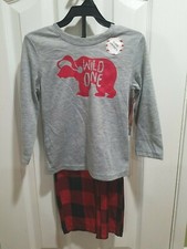 WILD ONE PAJAMAS Set North Pole Trading Co. Kids 2T 3T PJs Buffalo Check Plaid