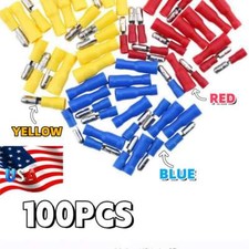 100Pcs cold Pressed Bullet Wire Connectors 22-10AWG Male/Female Crimp Terminals