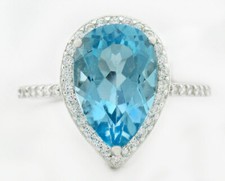GENUINE 3.70 Cts BLUE TOPAZ RING .925 Sterling Silver  NWT 